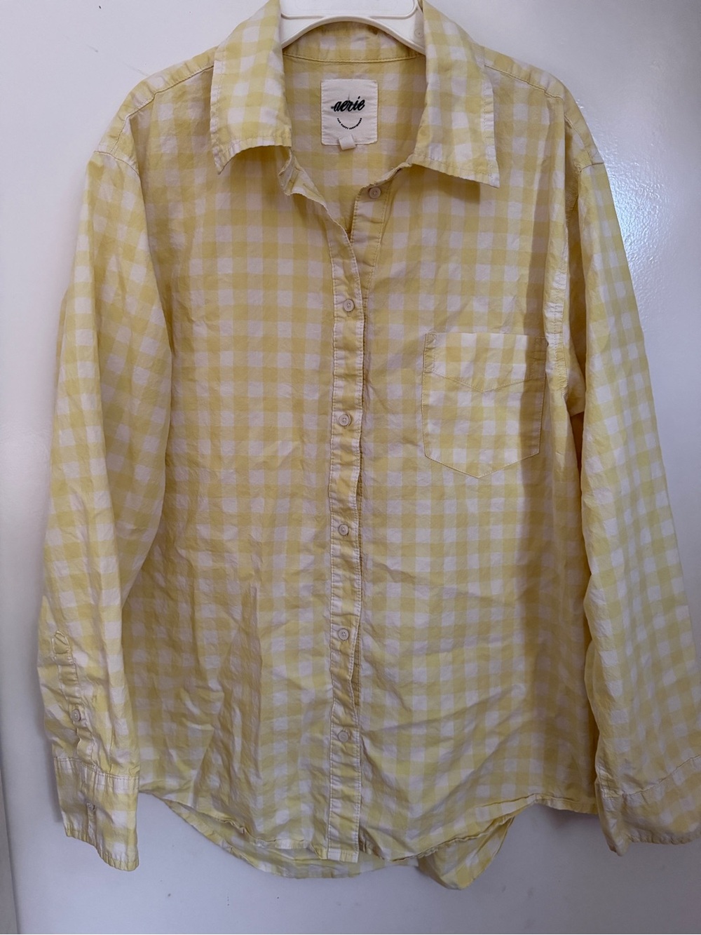 Aerie Yellow Gingham Button-Up Shirt